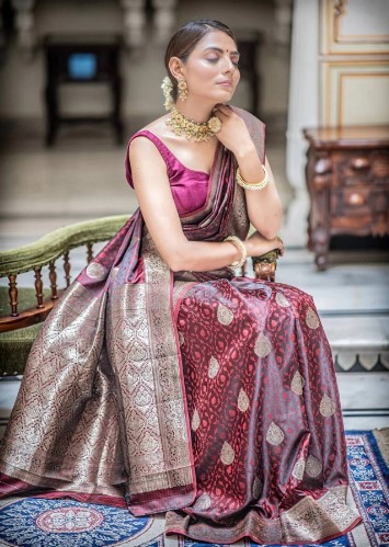 Maroon Soft Silk Saree with Designer Blouse
